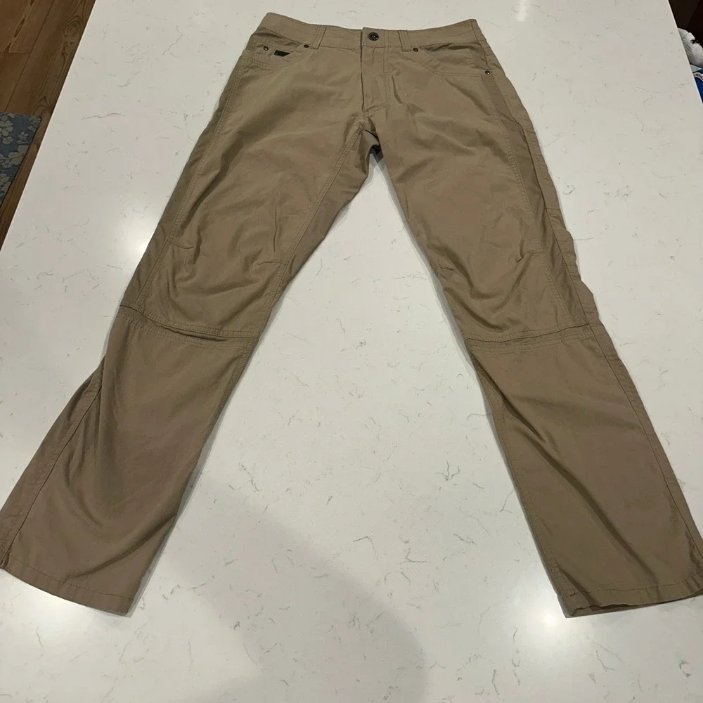 Kuhl Radikl Mens Khaki Tan Hybrid Hiking Work Pants 30x32 Stretch 7 Pocket